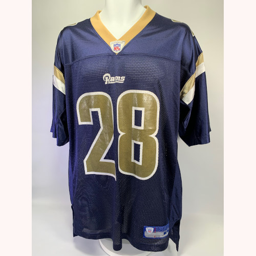 Mitchell & Ness Men's St. Louis Rams Marshall Faulk #28 1996 Royal Blue  Throwback Jersey